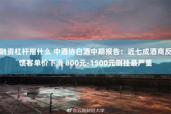 融资杠杆指什么 中酒协白酒中期报告：近七成酒商反馈客单价下滑 800元-1500元倒挂最严重