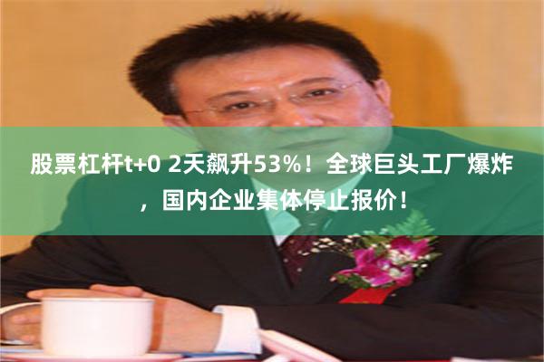 股票杠杆t+0 2天飙升53%！全球巨头工厂爆炸，国内企业集体停止报价！