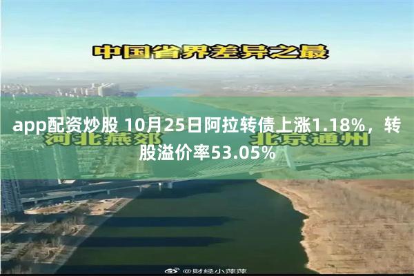 app配资炒股 10月25日阿拉转债上涨1.18%，转股溢价率53.05%