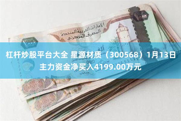 杠杆炒股平台大全 星源材质（300568）1月13日主力资金净买入4199.00万元