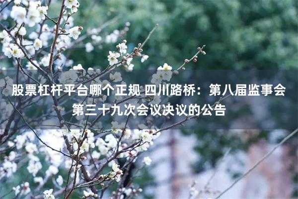 股票杠杆平台哪个正规 四川路桥：第八届监事会第三十九次会议决议的公告